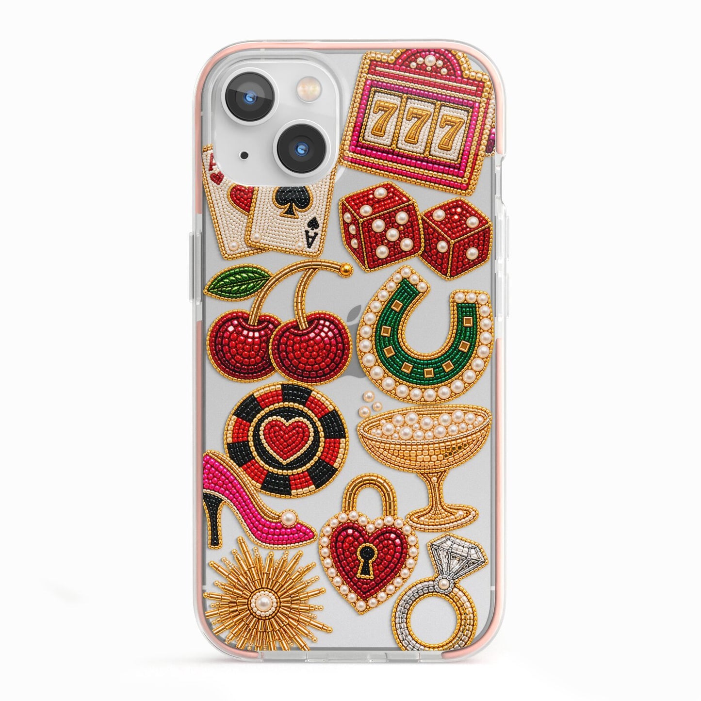 Vegas After Dark Charms iPhone 13 TPU Impact Case with Pink Edges