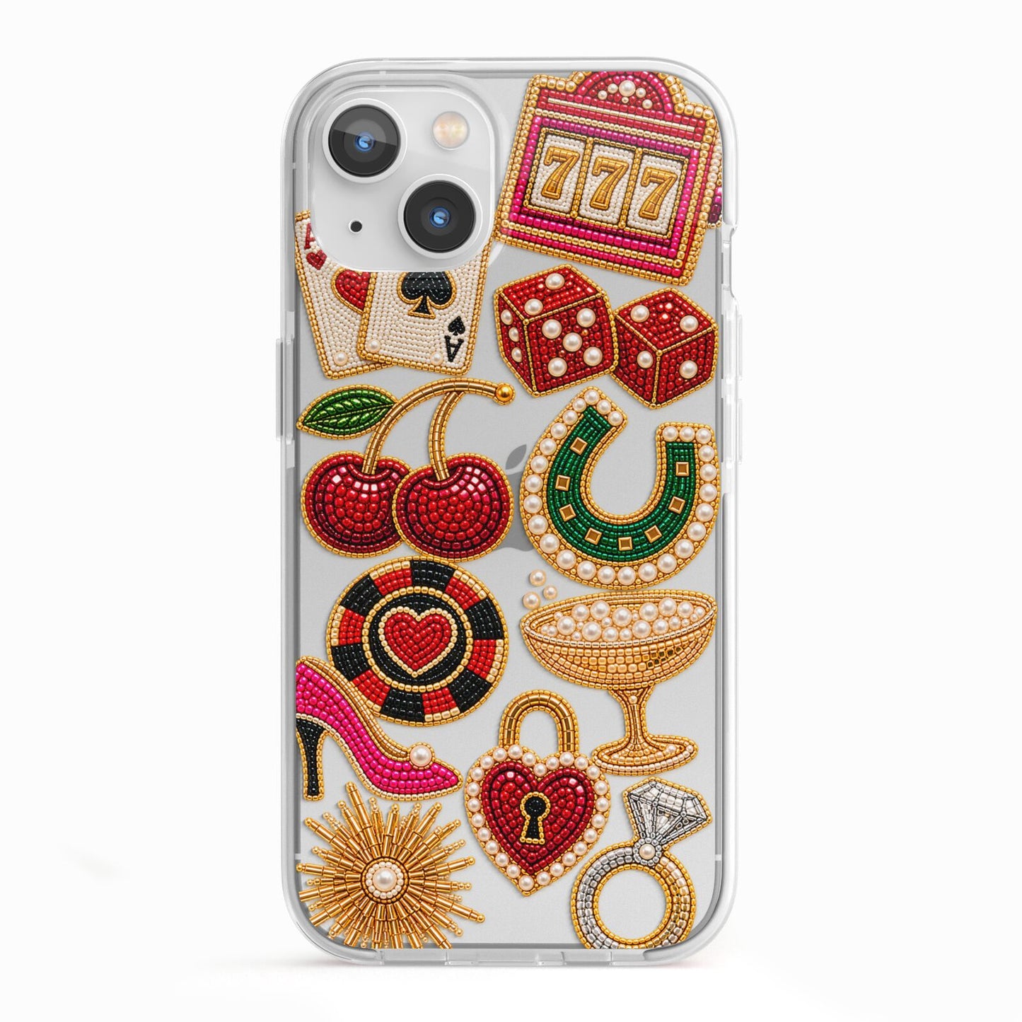 Vegas After Dark Charms iPhone 13 TPU Impact Case with White Edges