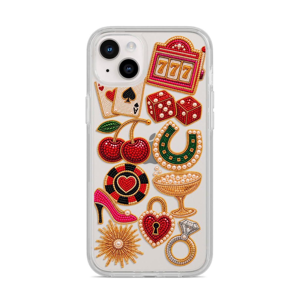 Vegas After Dark Charms iPhone 14 Plus Clear Tough Case Starlight