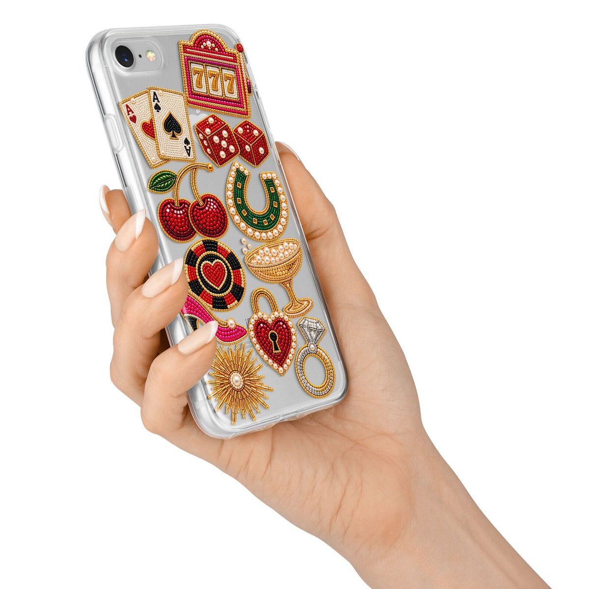 Vegas After Dark Charms iPhone 7 Bumper Case on Silver iPhone Alternative Image