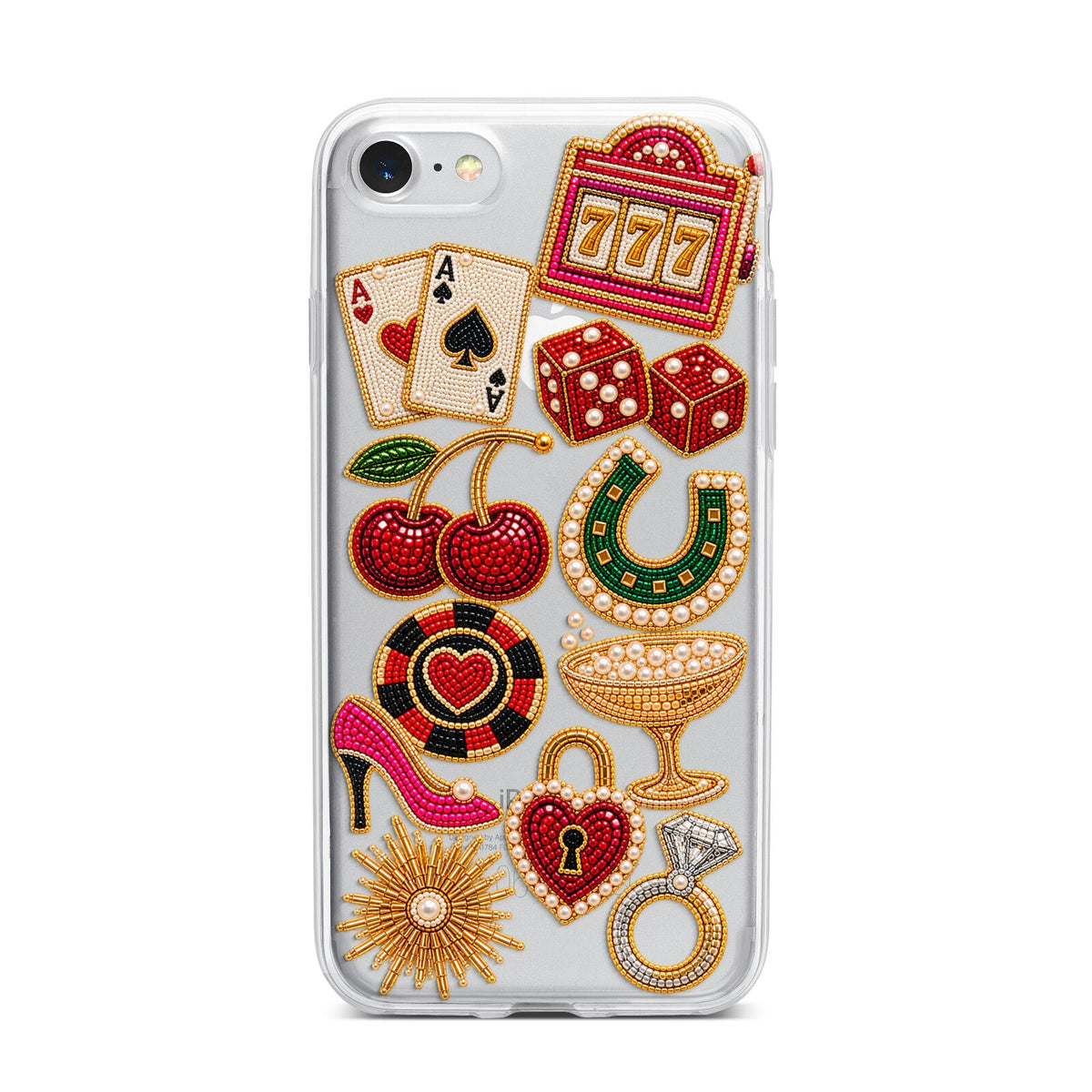 Vegas After Dark Charms iPhone 7 Bumper Case on Silver iPhone