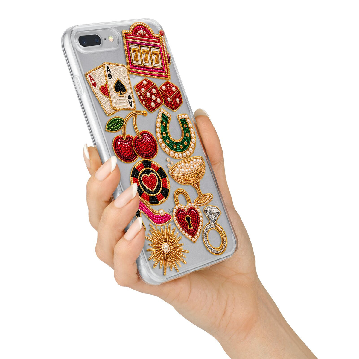 Vegas After Dark Charms iPhone 7 Plus Bumper Case on Silver iPhone Alternative Image