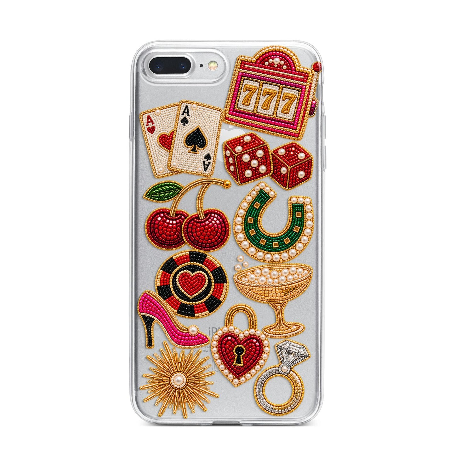 Vegas After Dark Charms iPhone 7 Plus Bumper Case on Silver iPhone