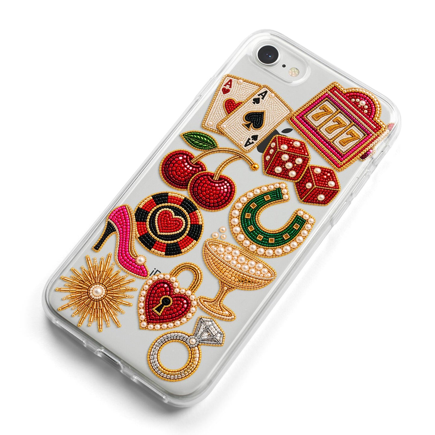 Vegas After Dark Charms iPhone 8 Bumper Case on Silver iPhone Alternative Image