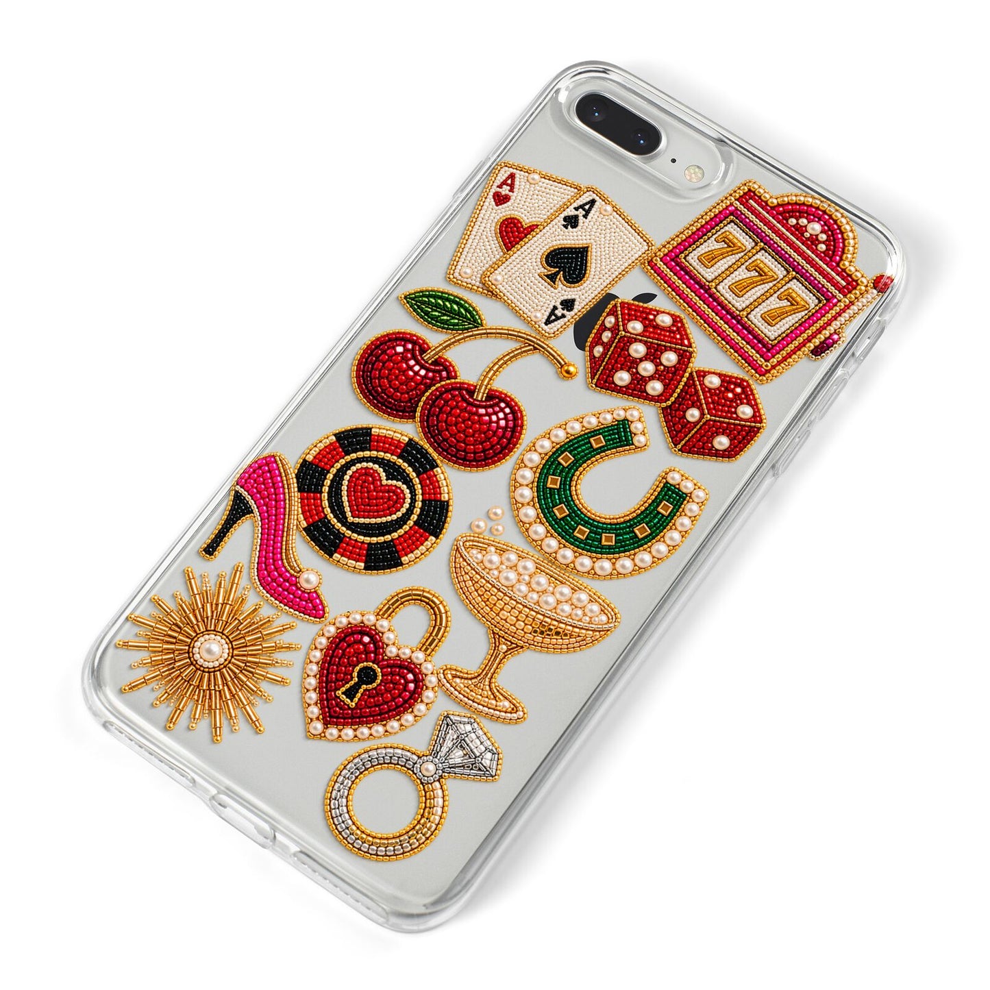 Vegas After Dark Charms iPhone 8 Plus Bumper Case on Silver iPhone Alternative Image