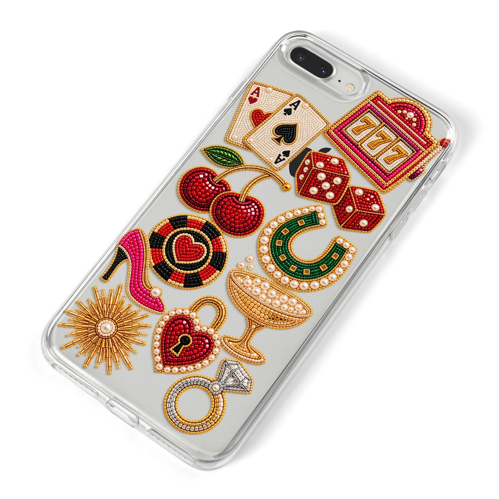 Vegas After Dark Charms iPhone 8 Plus Bumper Case on Silver iPhone Alternative Image