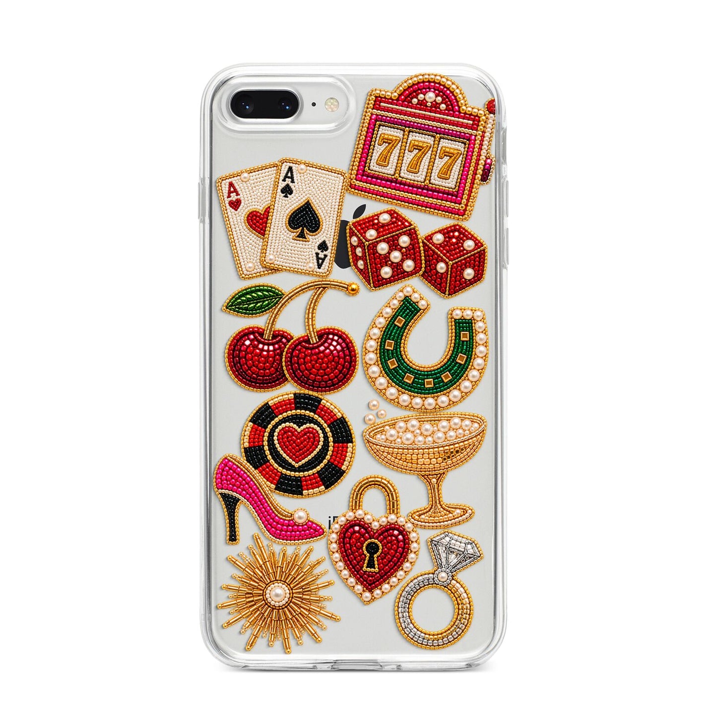 Vegas After Dark Charms iPhone 8 Plus Bumper Case on Silver iPhone