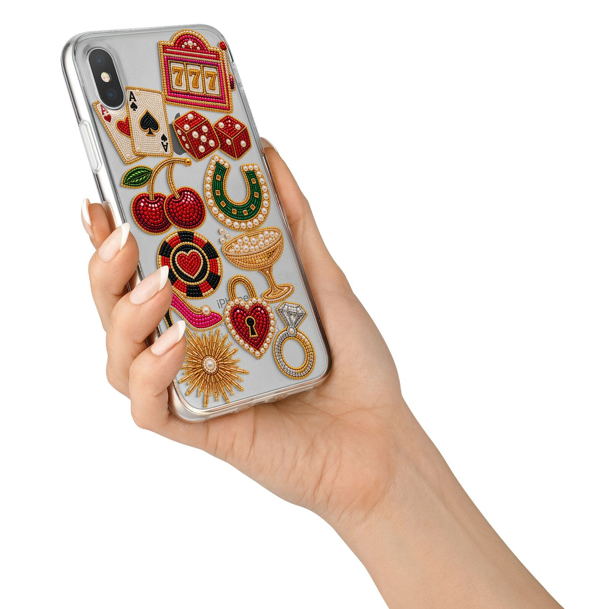 Vegas After Dark Charms iPhone X Bumper Case on Silver iPhone Alternative Image 2