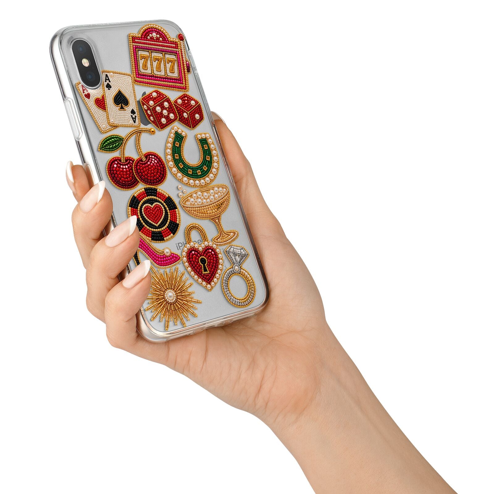 Vegas After Dark Charms iPhone X Bumper Case on Silver iPhone Alternative Image 2
