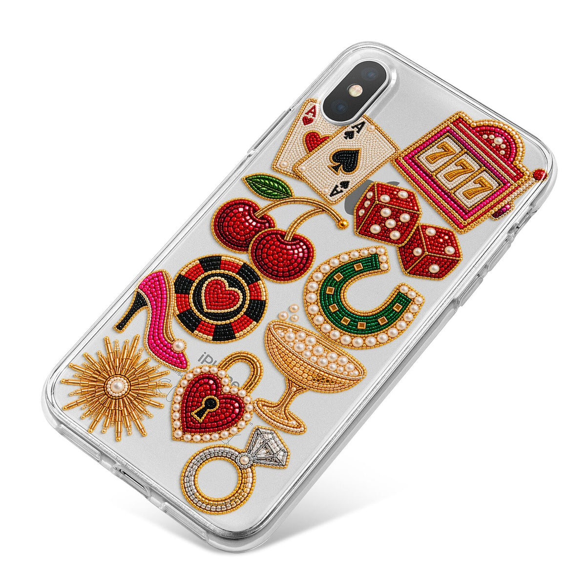 Vegas After Dark Charms iPhone X Bumper Case on Silver iPhone