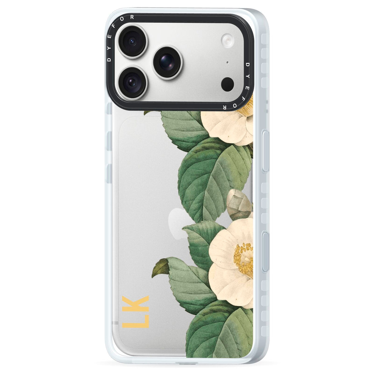 Vintage Flowers Personalised iPhone 18 Pro Max Black Impact Pre order Case Side Angle on Silver phone