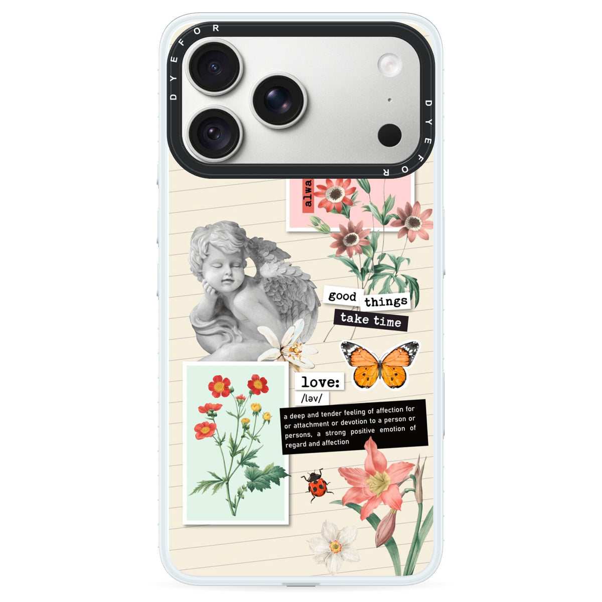 Vintage Love Collage iPhone 18 Pro Max Black Impact Pre order Case on Silver phone