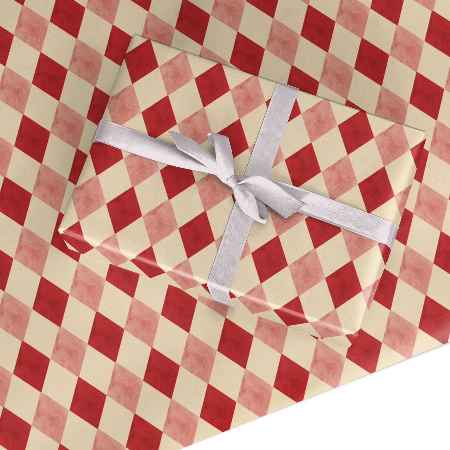 Vintage Red Harlequin Diamond Custom Wrapping Paper