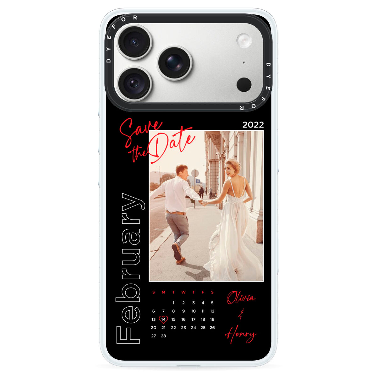 Wedding Date Personalised Photo iPhone 18 Pro Max Black Impact Pre order Case on Silver phone