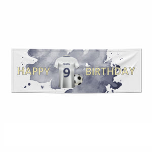 White Blue Personalised Football Shirt Banner