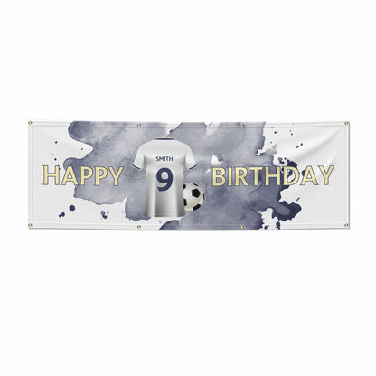 White Blue Personalised Football Shirt 6x2 Banner