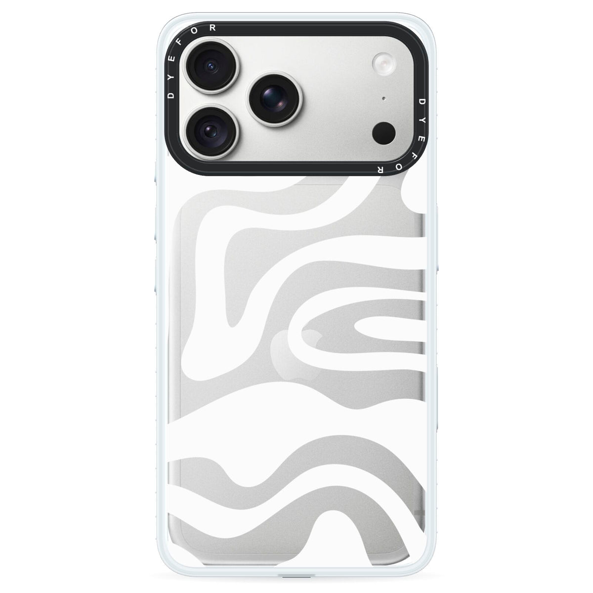 White Swirl iPhone 18 Pro Max Black Impact Pre order Case on Silver phone