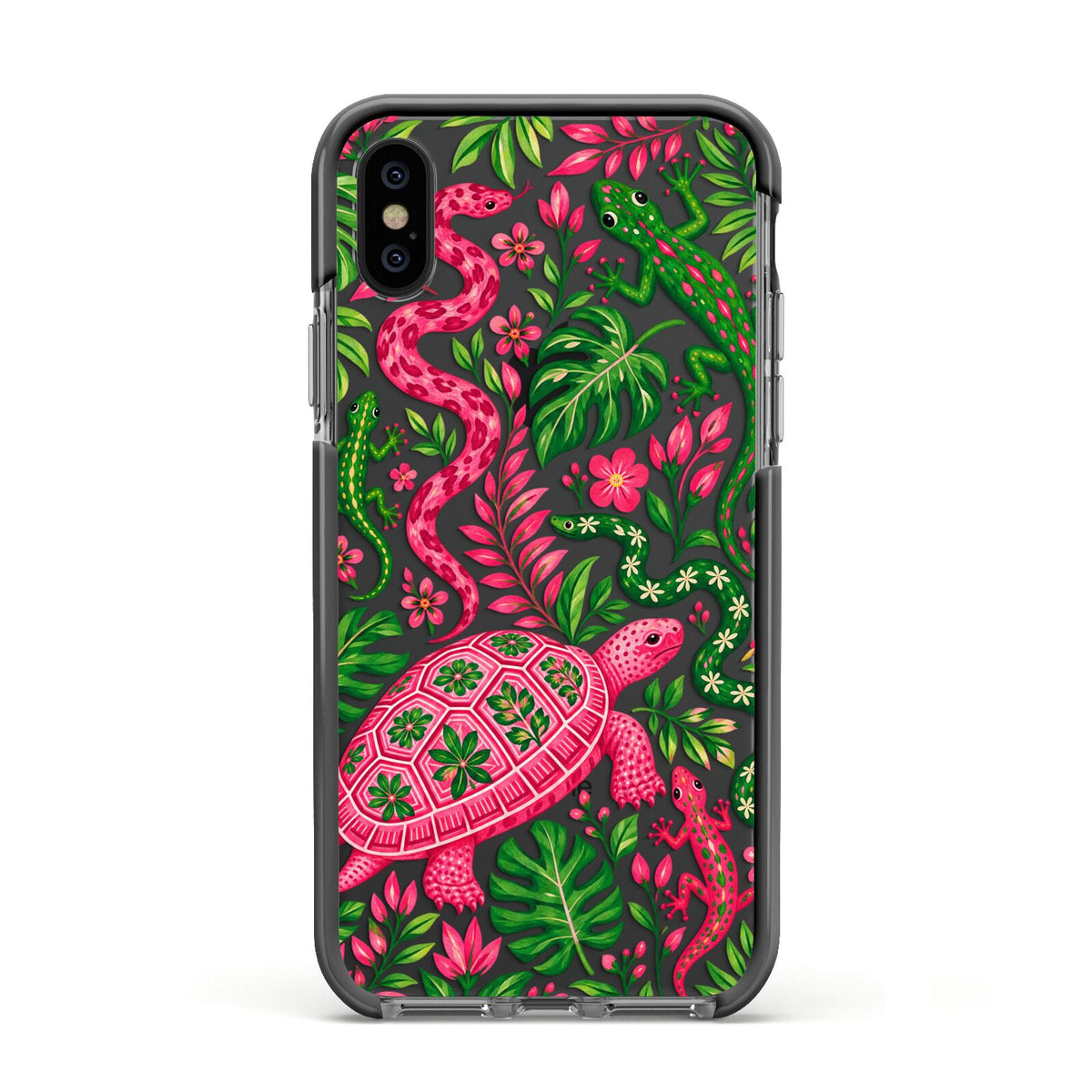 Wild Botanica Apple iPhone Xs Impact Case Black Edge on Black Phone