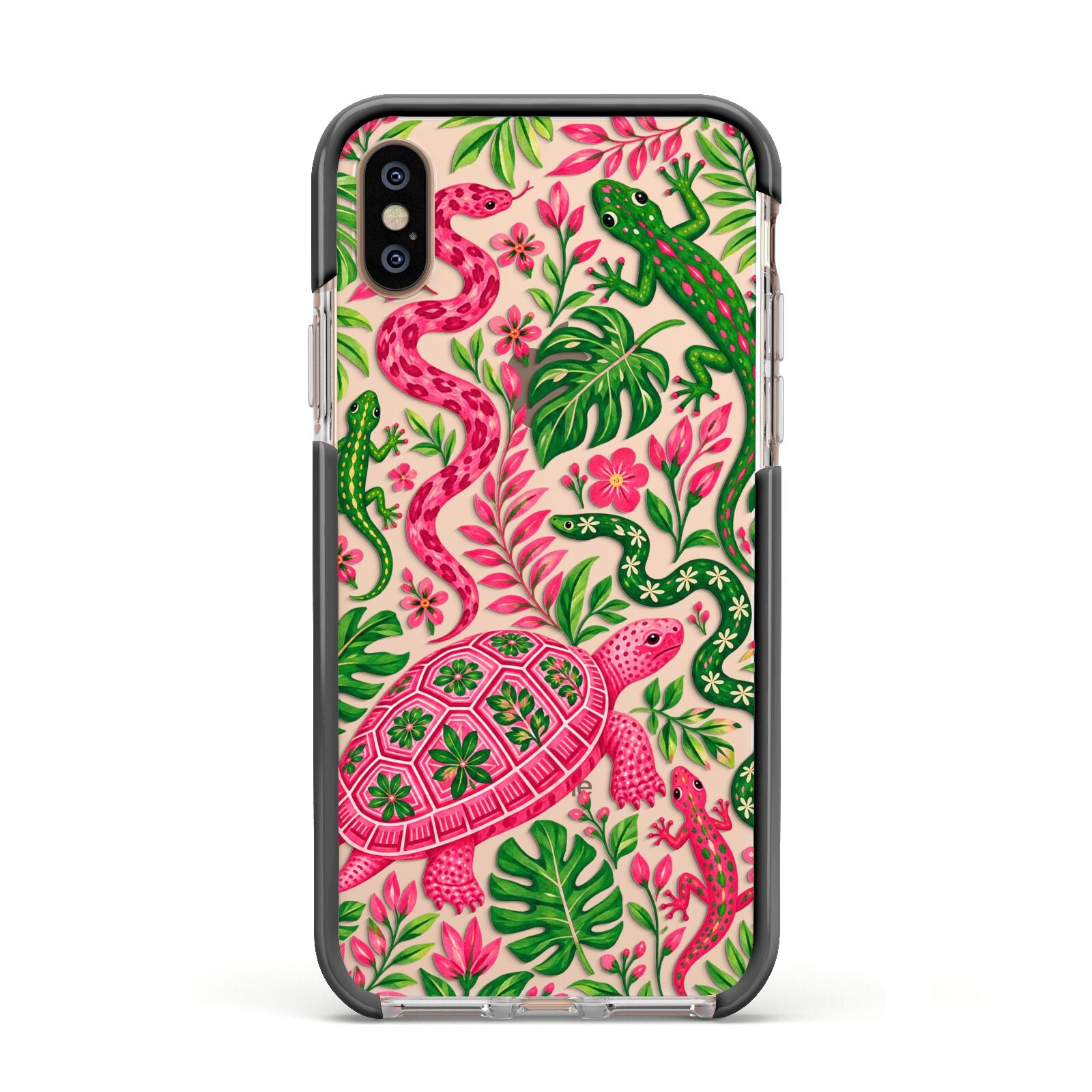 Wild Botanica Apple iPhone Xs Impact Case Black Edge on Gold Phone