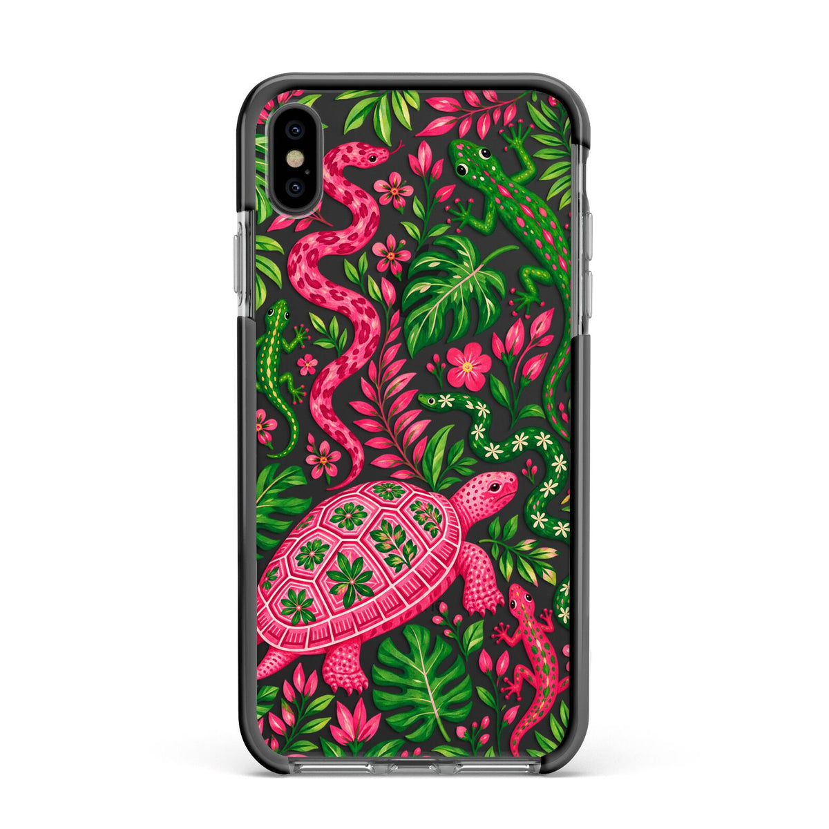 Wild Botanica Apple iPhone Xs Max Impact Case Black Edge on Black Phone