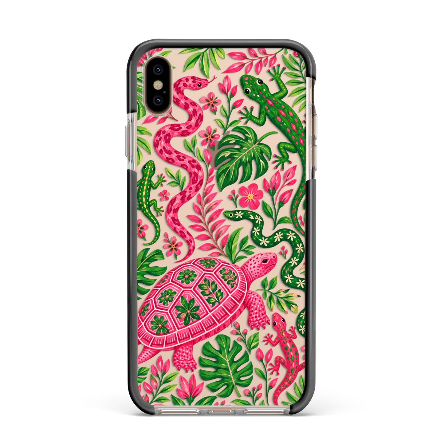 Wild Botanica Apple iPhone Xs Max Impact Case Black Edge on Gold Phone