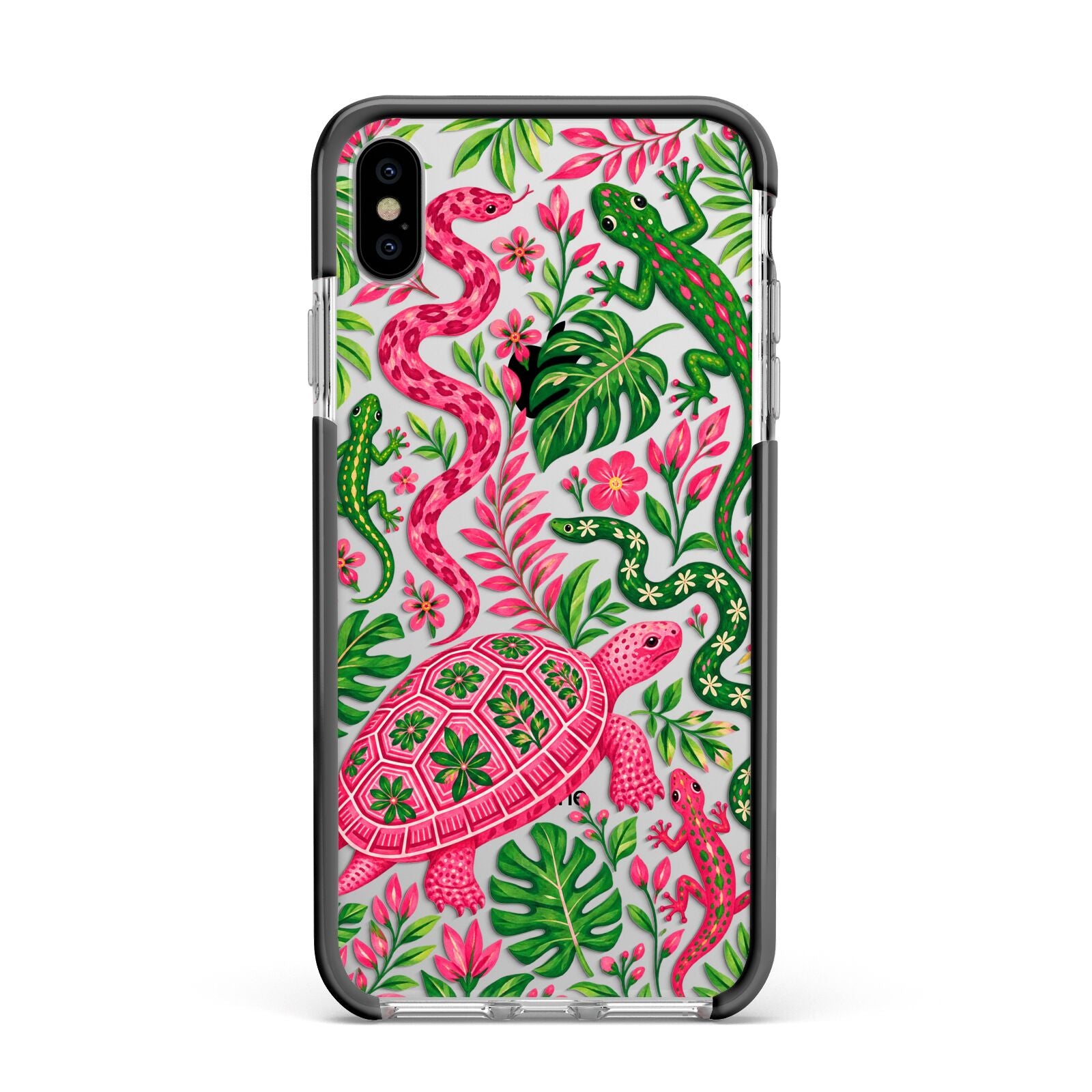 Wild Botanica Apple iPhone Xs Max Impact Case Black Edge on Silver Phone