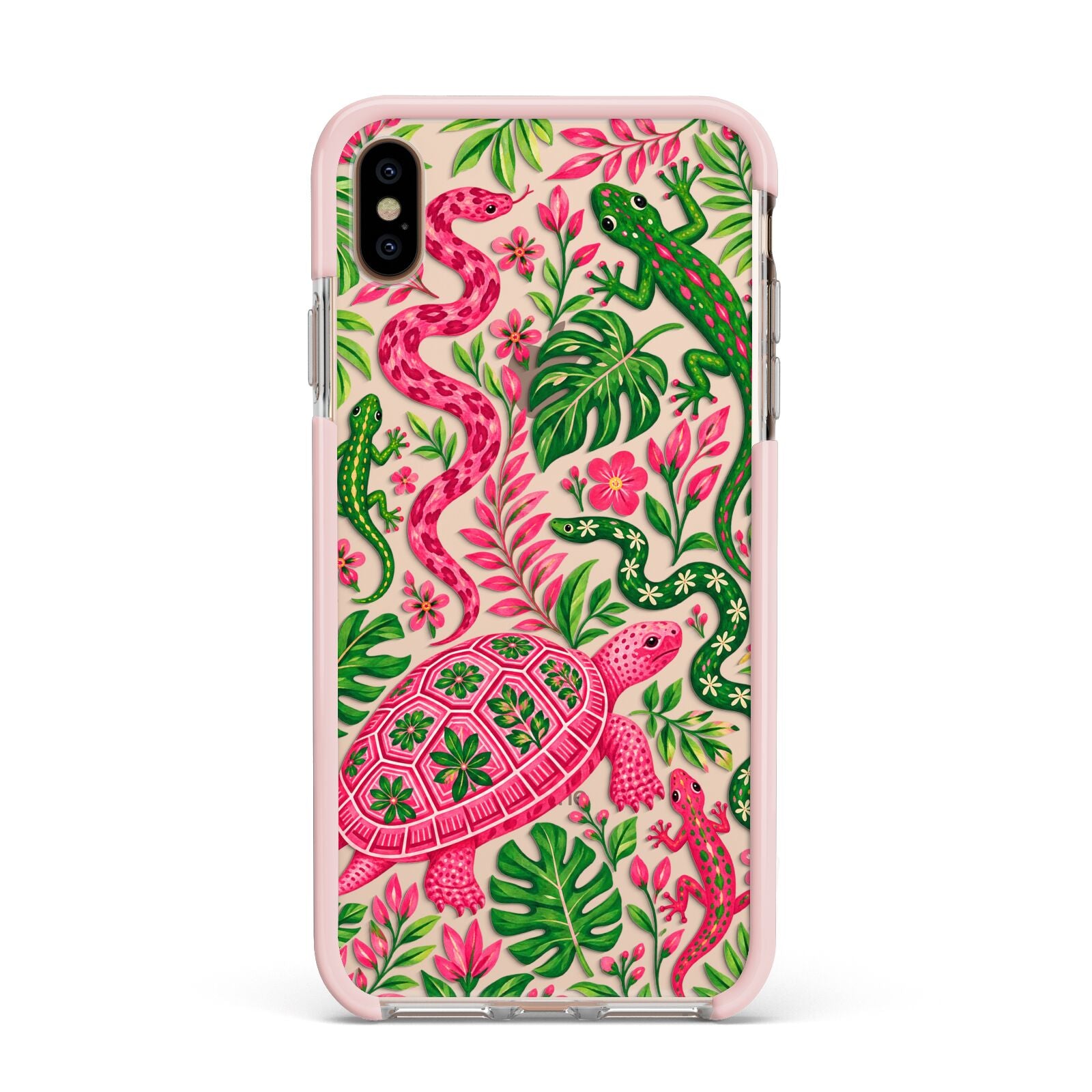 Wild Botanica Apple iPhone Xs Max Impact Case Pink Edge on Gold Phone