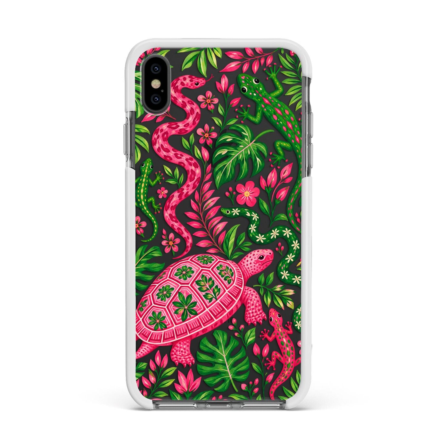 Wild Botanica Apple iPhone Xs Max Impact Case White Edge on Black Phone