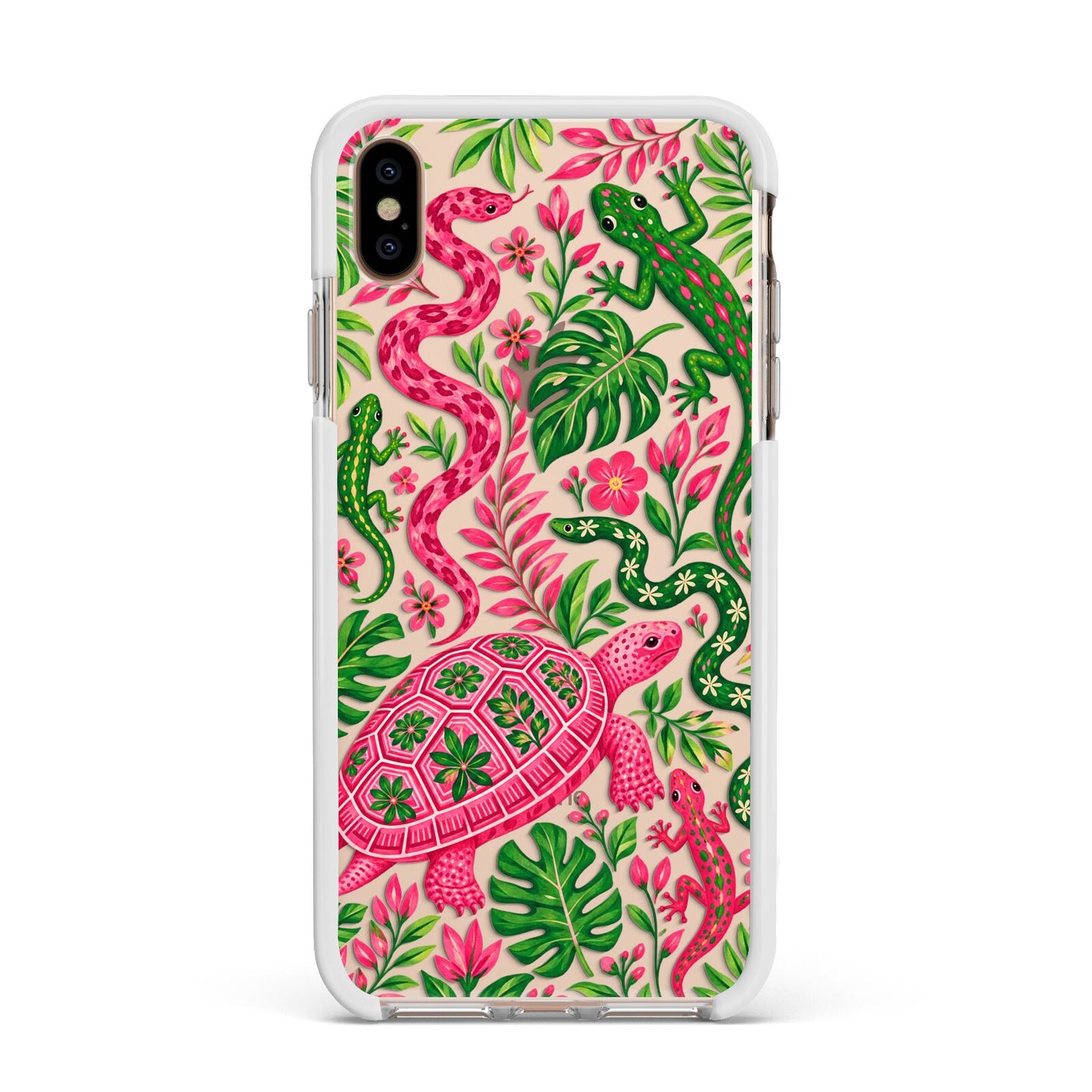Wild Botanica Apple iPhone Xs Max Impact Case White Edge on Gold Phone