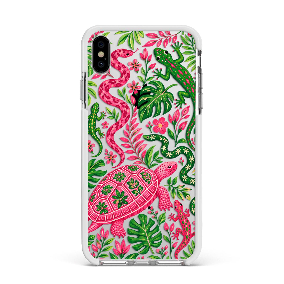 Wild Botanica Apple iPhone Xs Max Impact Case White Edge on Silver Phone