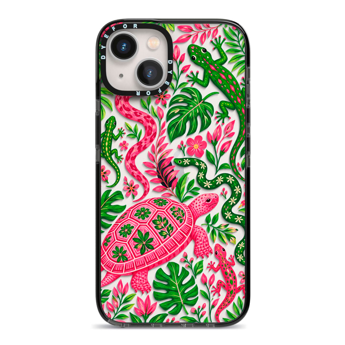 Wild Botanica iPhone 13 Black Impact Case on Silver phone