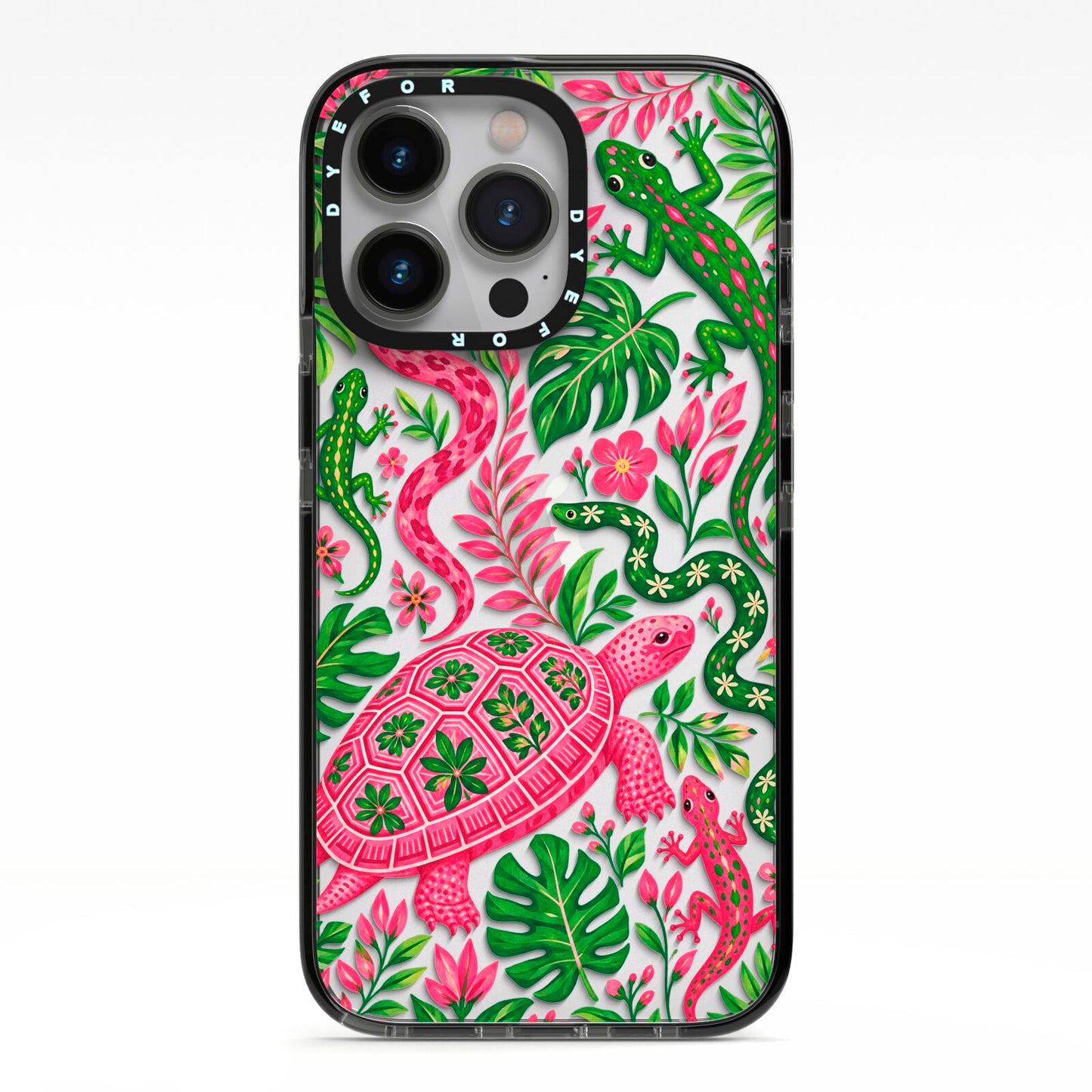 Wild Botanica iPhone 13 Pro Black Impact Case on Silver phone