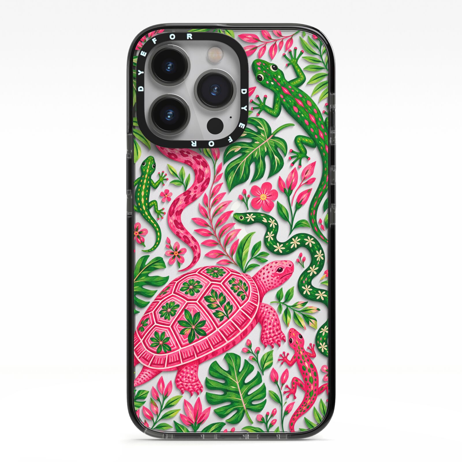 Wild Botanica iPhone 13 Pro Black Impact Case on Silver phone