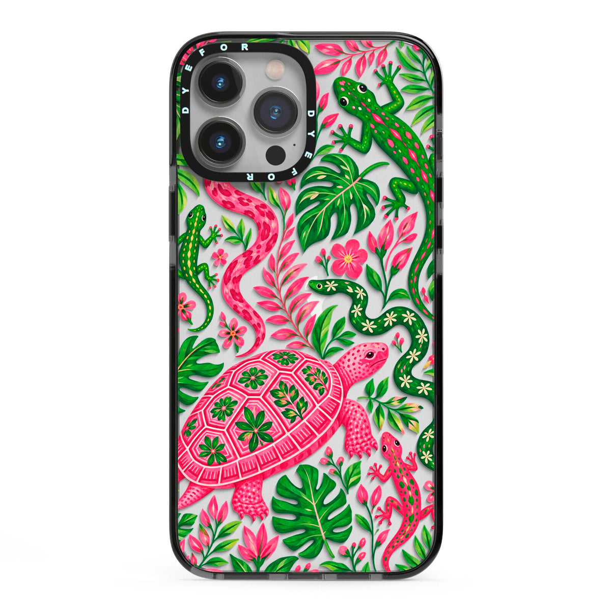 Wild Botanica iPhone 13 Pro Max Black Impact Case on Silver phone