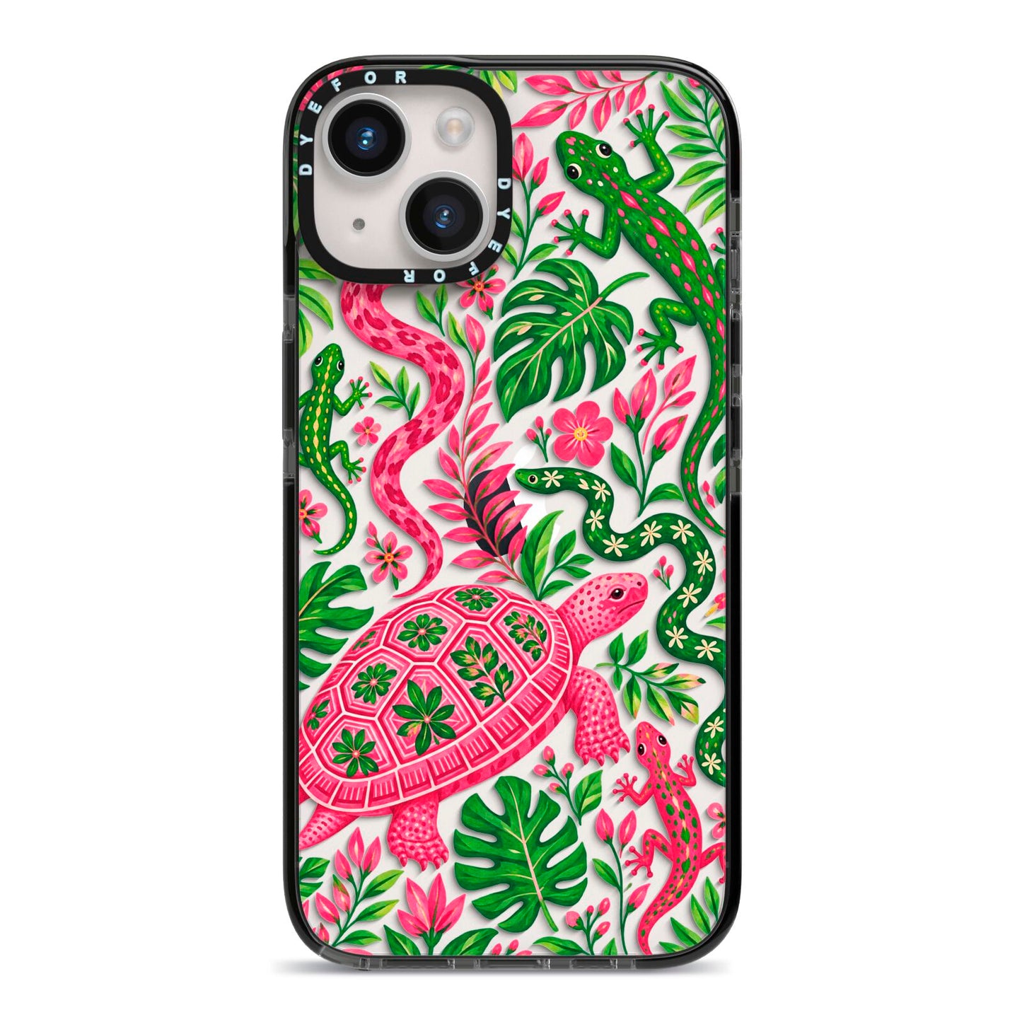 Wild Botanica iPhone 14 Black Impact Case on Silver phone