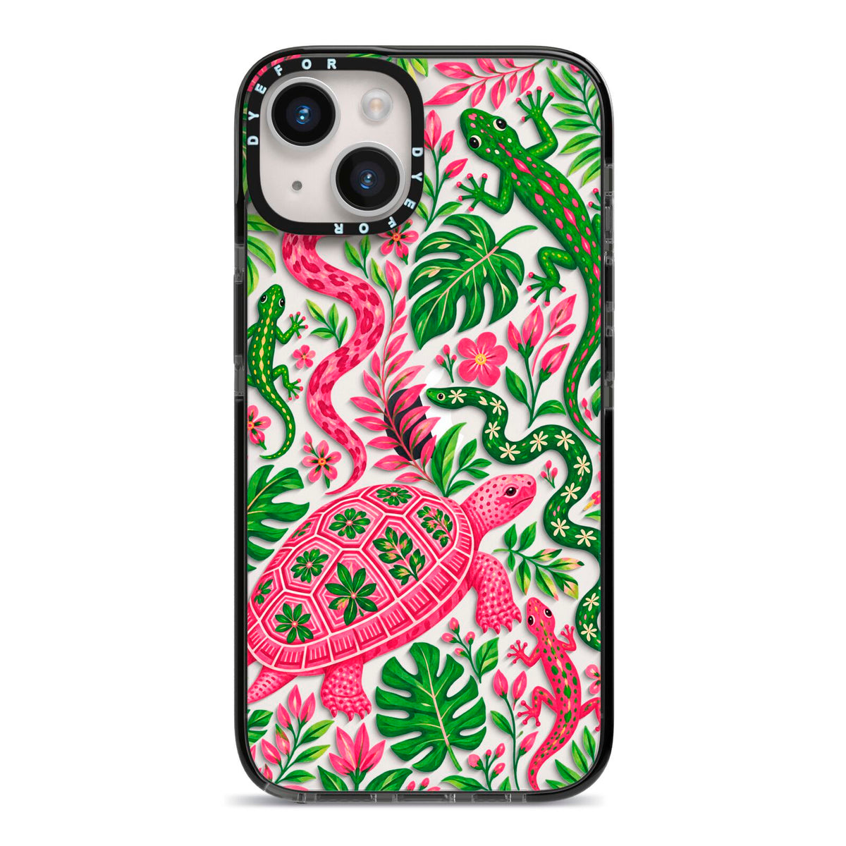 Wild Botanica iPhone 14 Black Impact Case on Silver phone