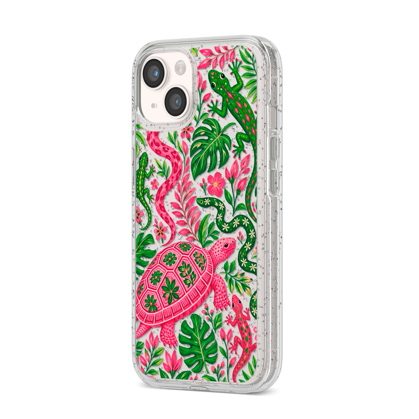 Wild Botanica iPhone 14 Glitter Tough Case Starlight Angled Image