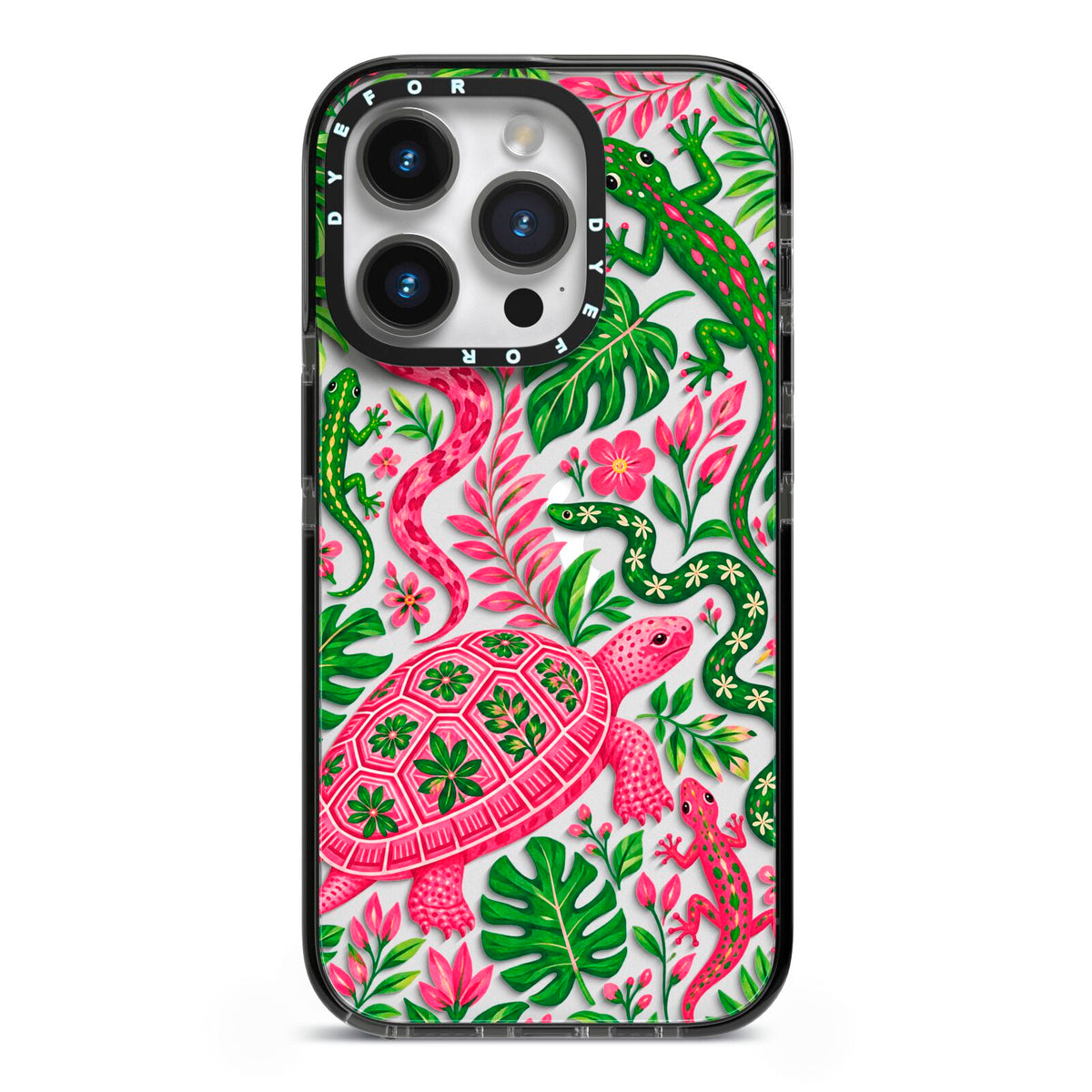 Wild Botanica iPhone 14 Pro Black Impact Case on Silver phone