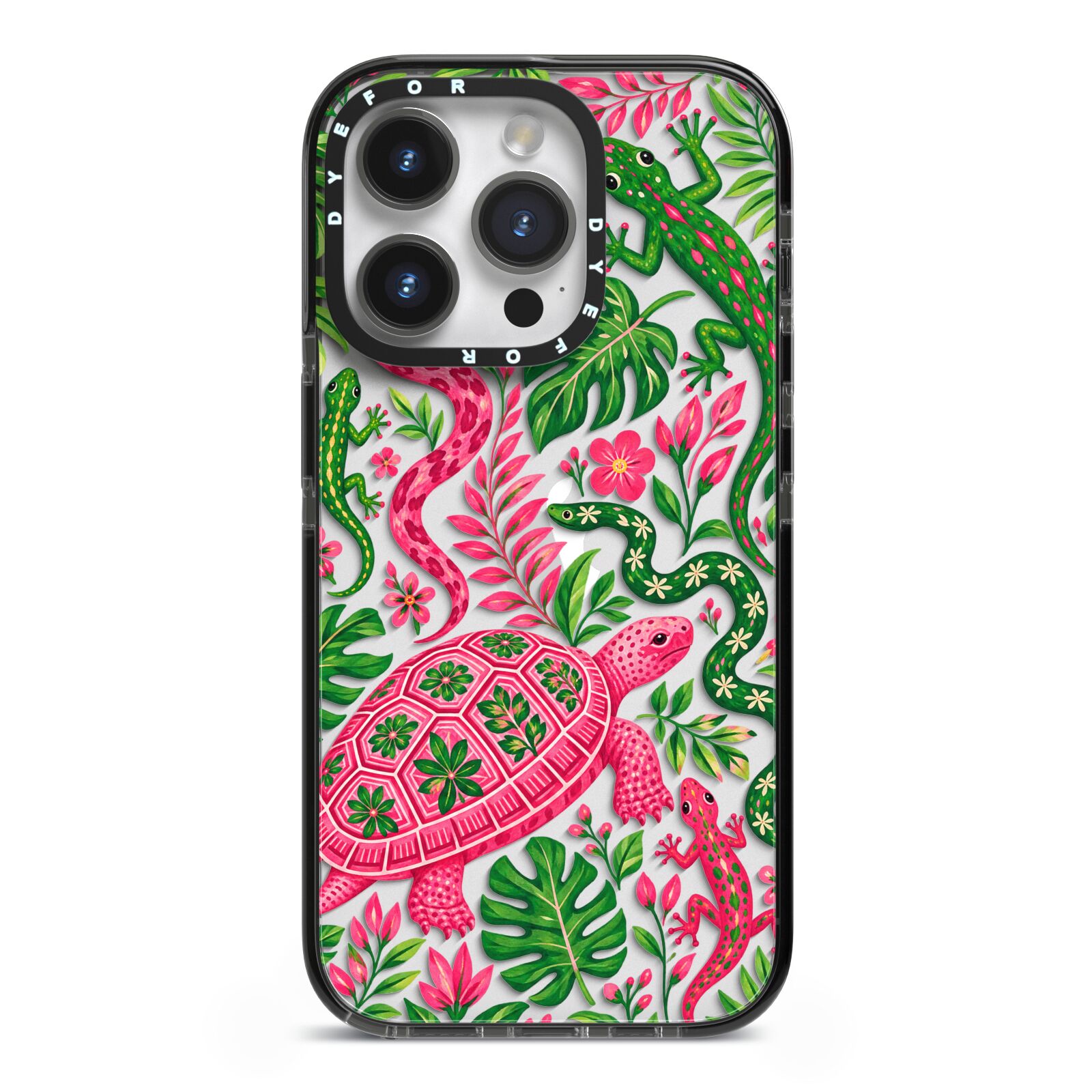 Wild Botanica iPhone 14 Pro Black Impact Case on Silver phone