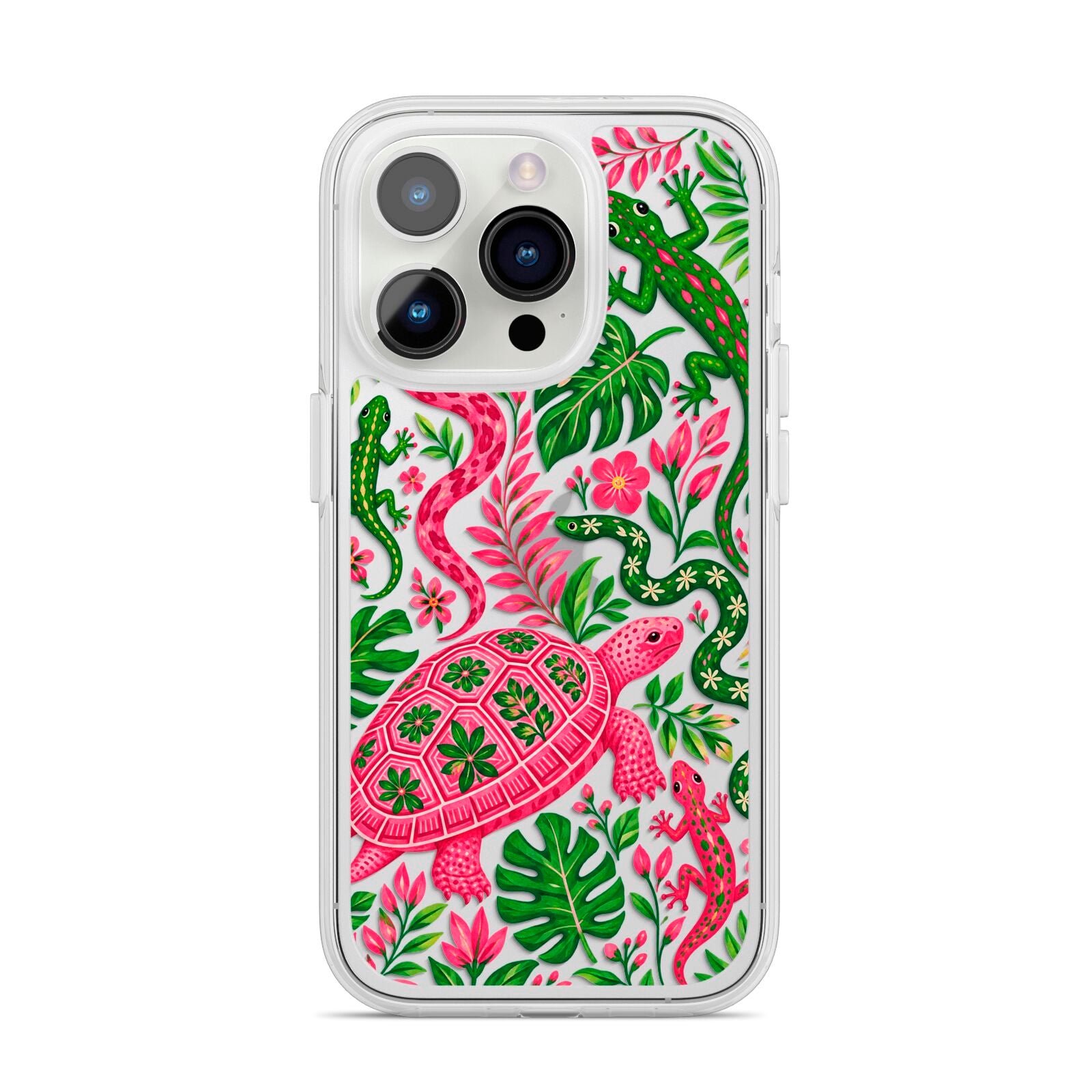 Wild Botanica iPhone 14 Pro Clear Tough Case Silver