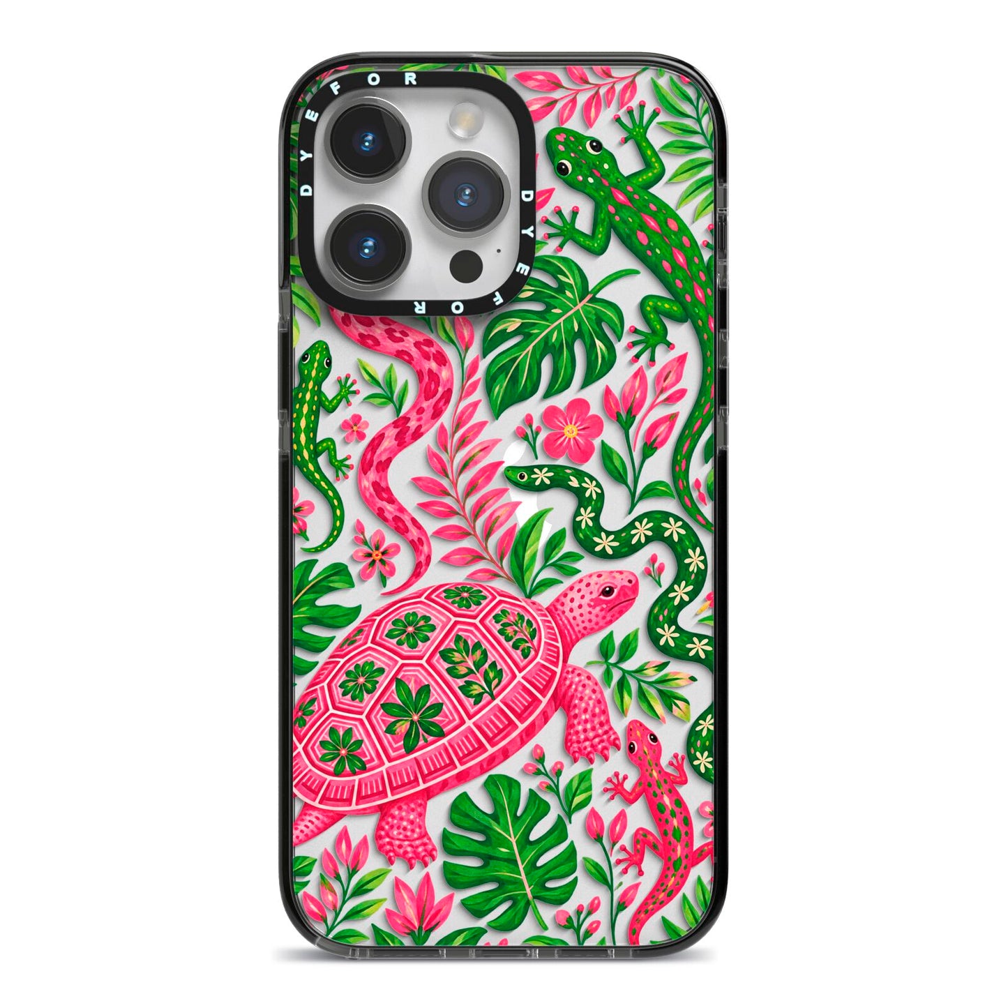 Wild Botanica iPhone 14 Pro Max Black Impact Case on Silver phone
