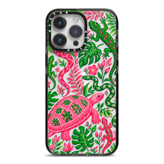 Wild Botanica iPhone 14 Pro Max Black Impact Case on Silver phone