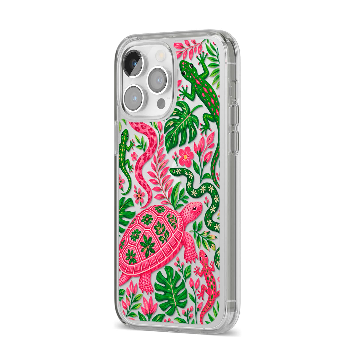 Wild Botanica iPhone 14 Pro Max Clear Tough Case Silver Angled Image