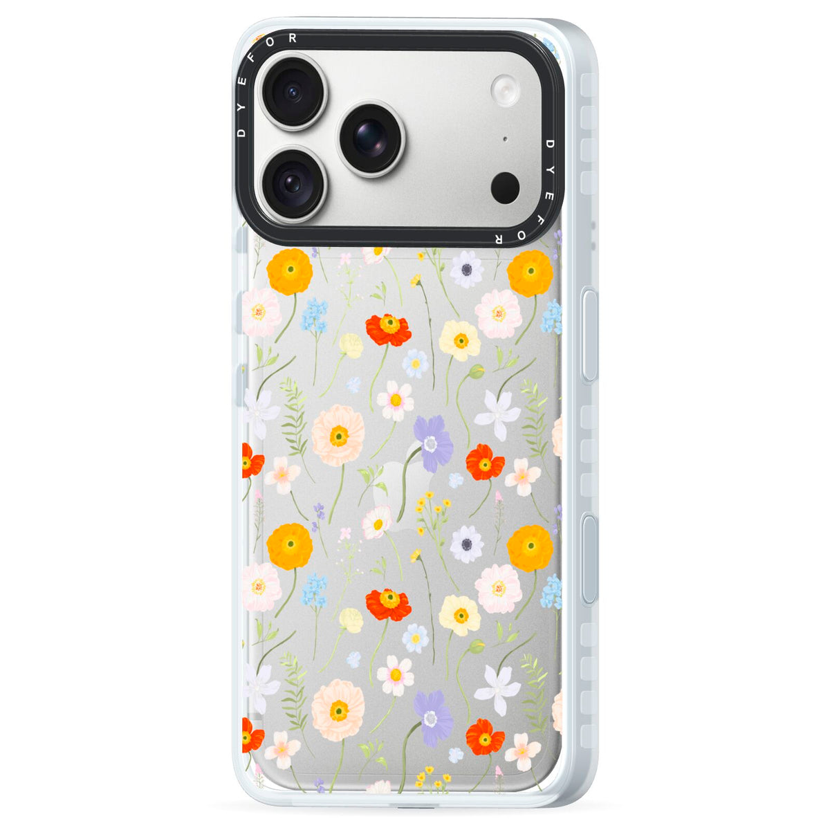 Wild Flower iPhone 18 Pro Black Impact Pre order Case Side Angle on Silver phone