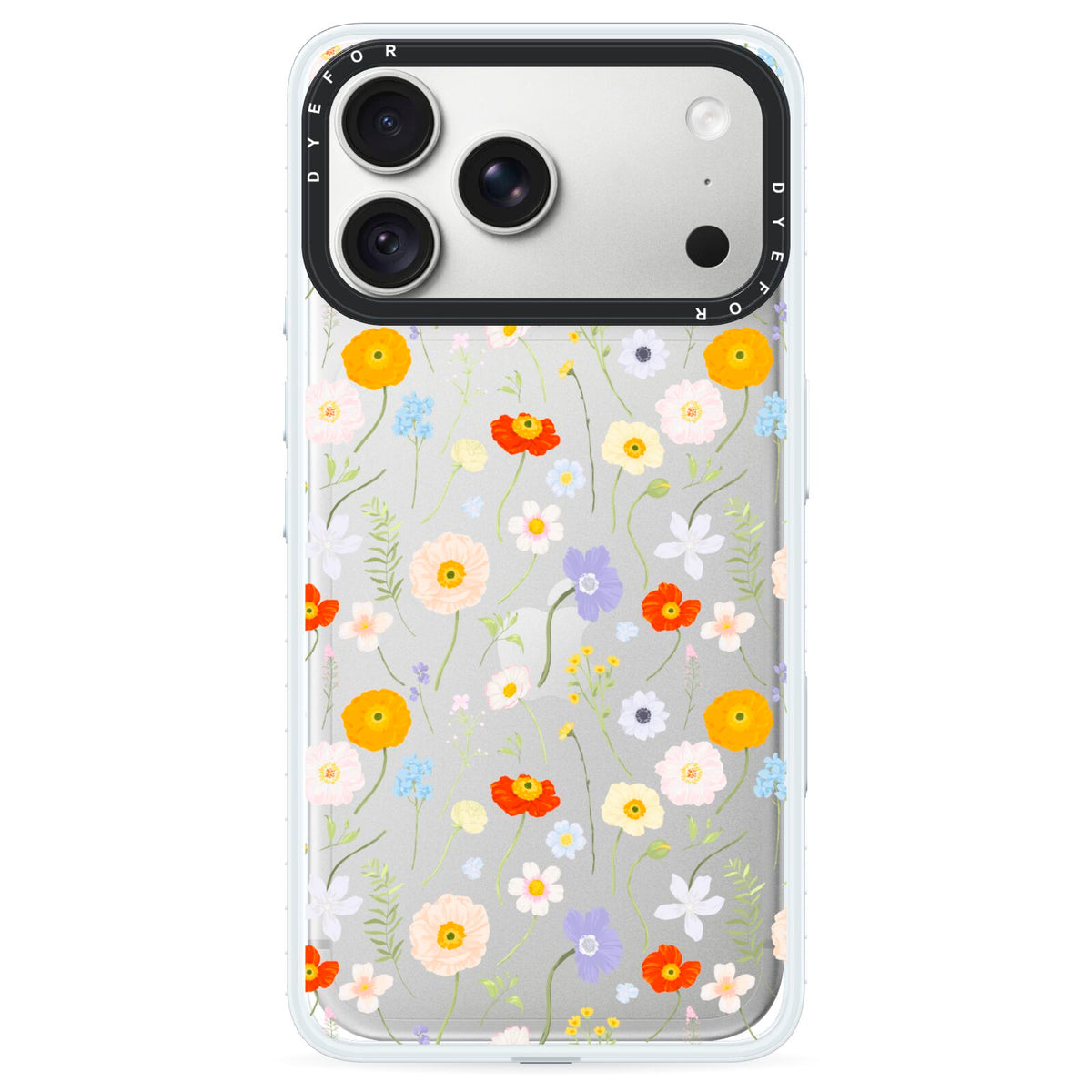 Wild Flower iPhone 18 Pro Black Impact Pre order Case on Silver phone