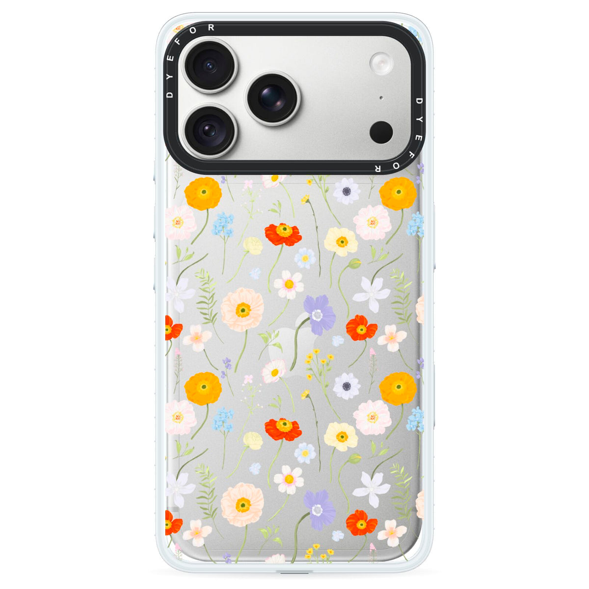 Wild Flower iPhone 18 Pro Max Black Impact Pre order Case on Silver phone