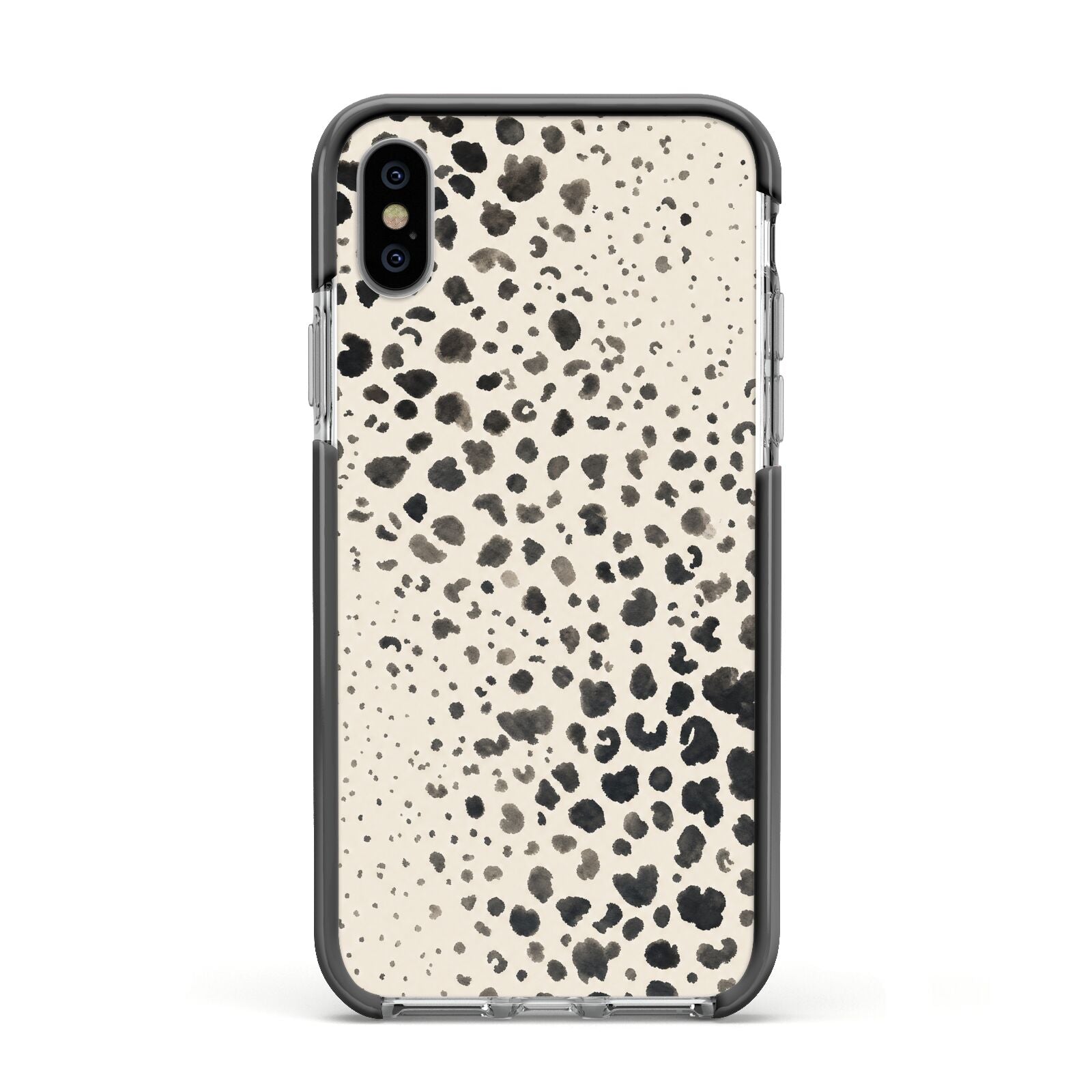 Wild Ink Apple iPhone Xs Impact Case Black Edge on Silver Phone