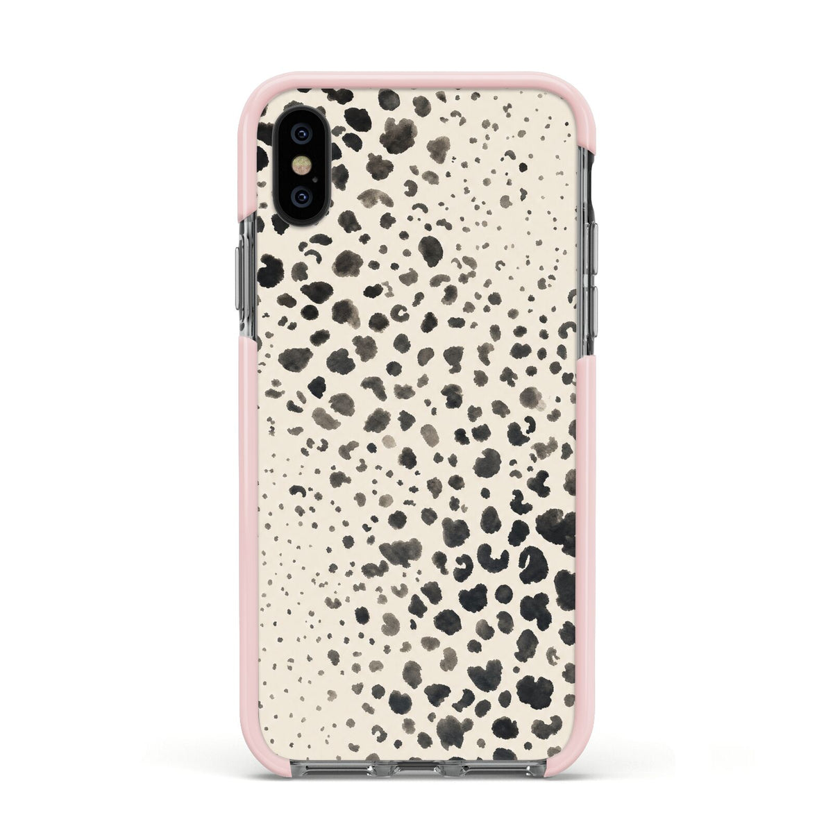 Wild Ink Apple iPhone Xs Impact Case Pink Edge on Black Phone