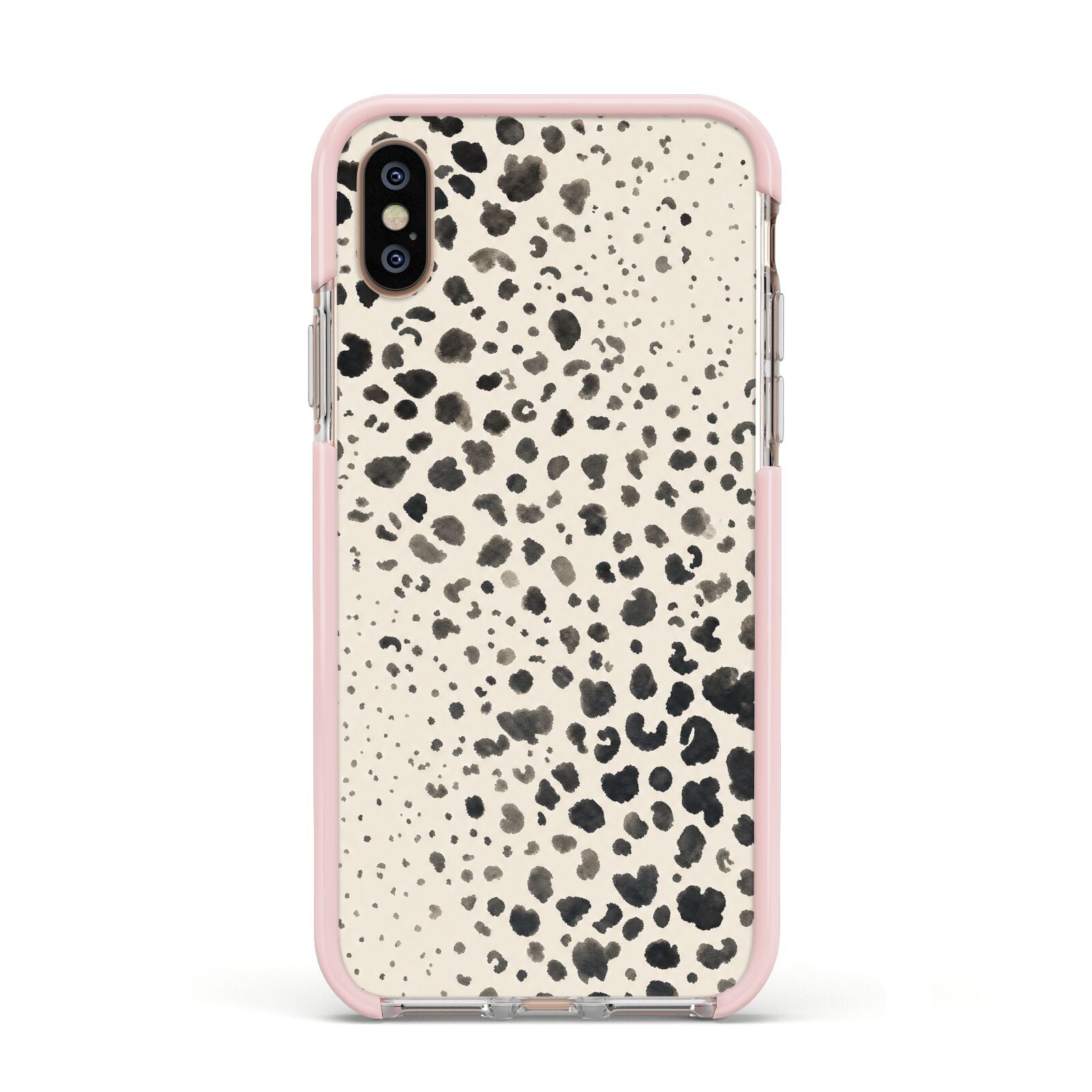 Wild Ink Apple iPhone Xs Impact Case Pink Edge on Gold Phone