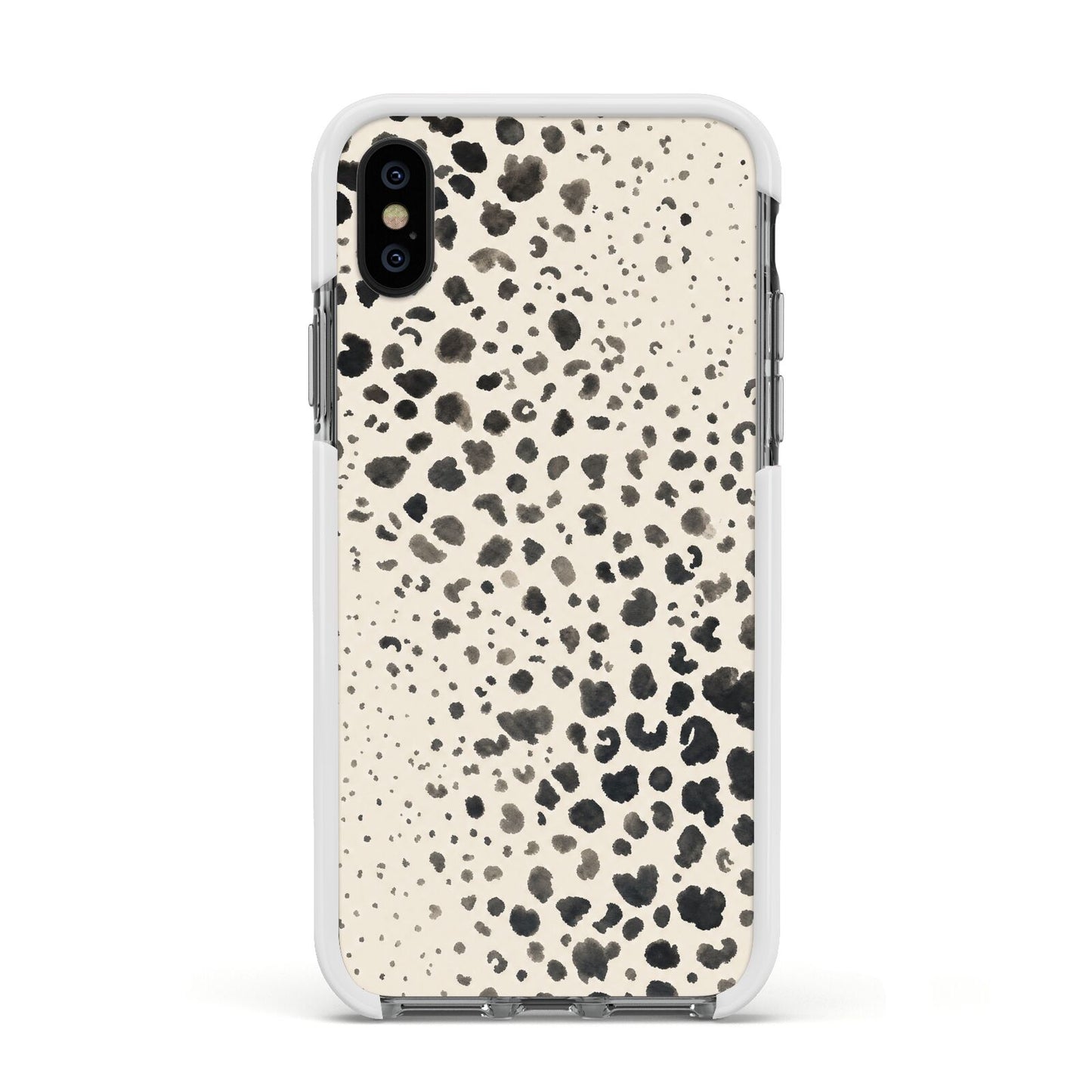 Wild Ink Apple iPhone Xs Impact Case White Edge on Black Phone